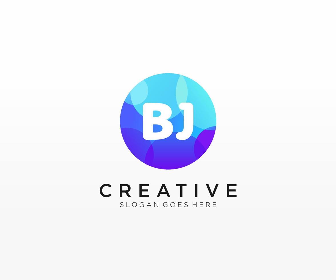 BJ initial logo With Colorful Circle template vector. vector