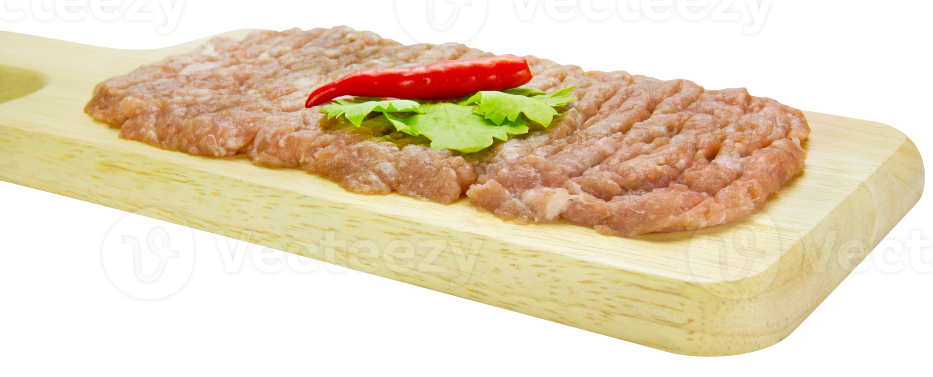 Raw minced pork on cutting board png