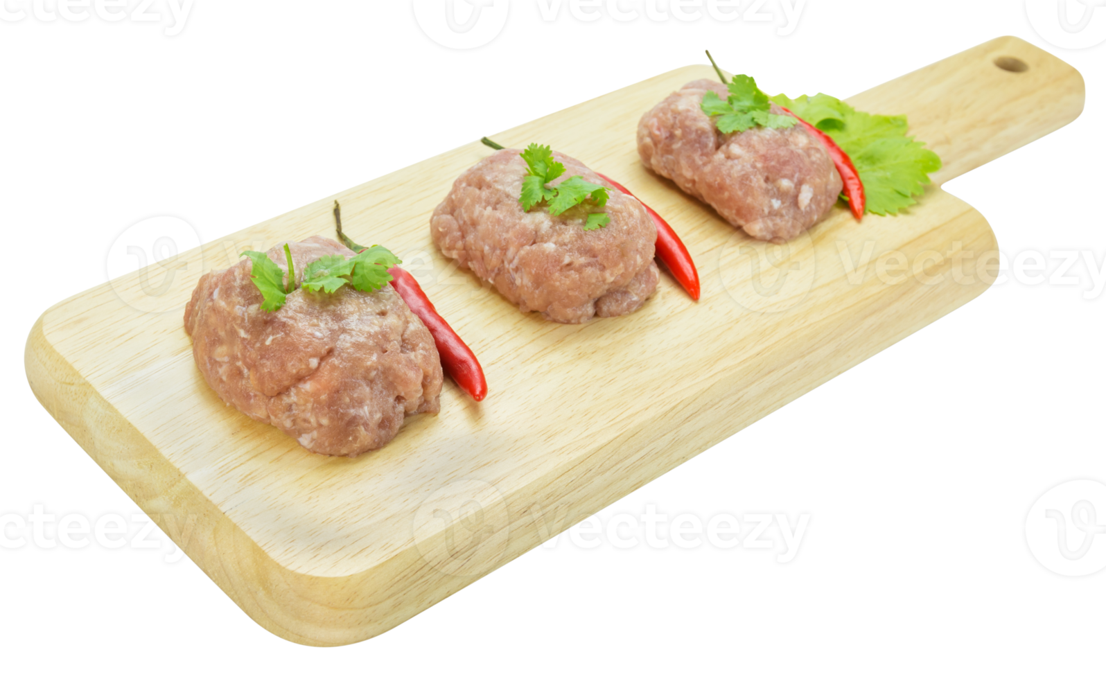 Raw minced pork on cutting board png
