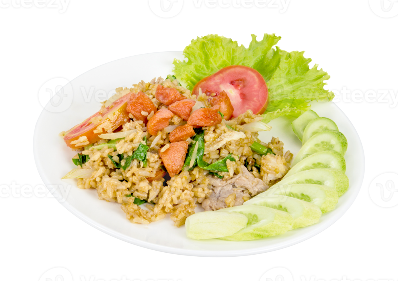 Fried rice with sausage isolated png