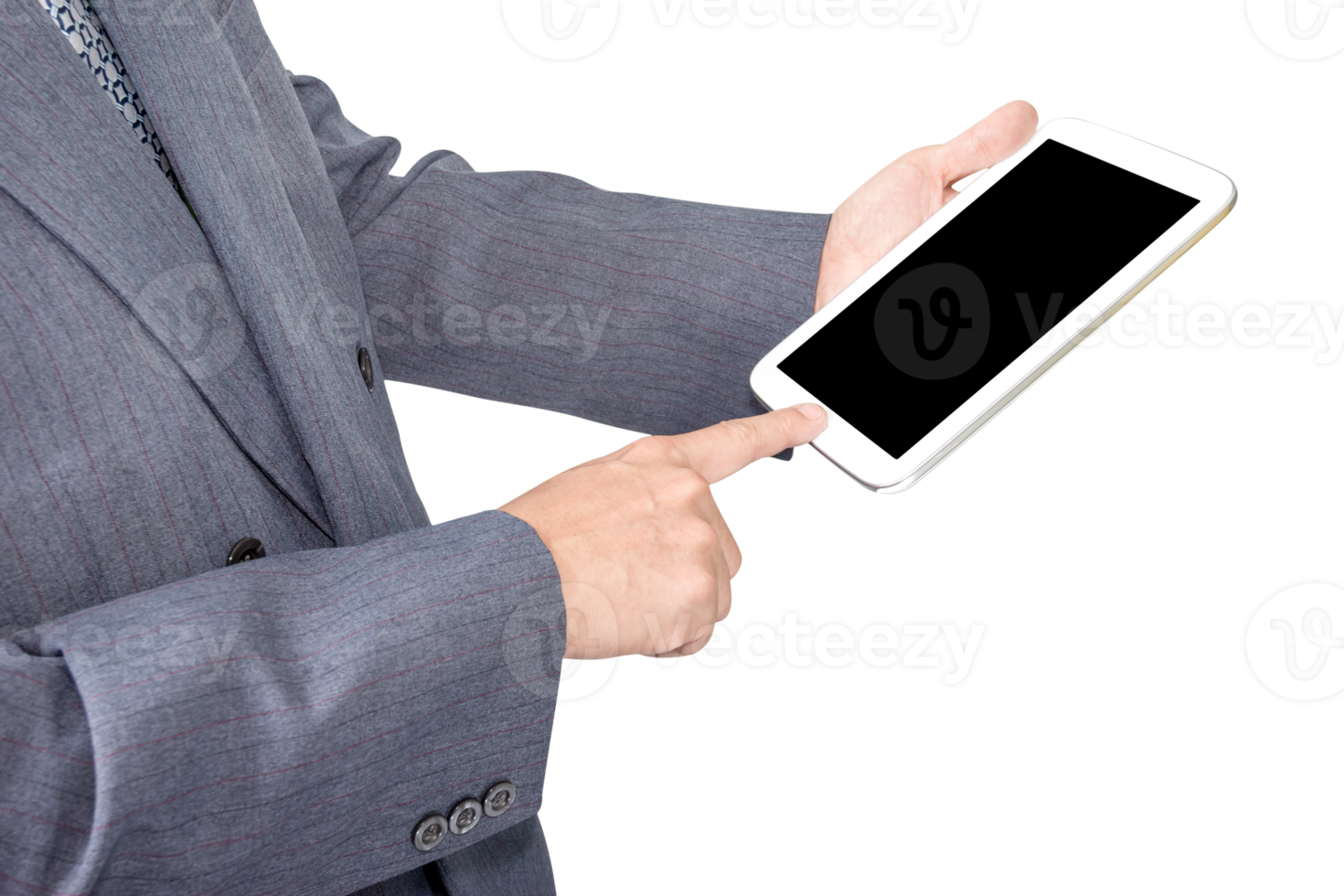 zakenman hand- Holding wit tablet computer geïsoleerd png