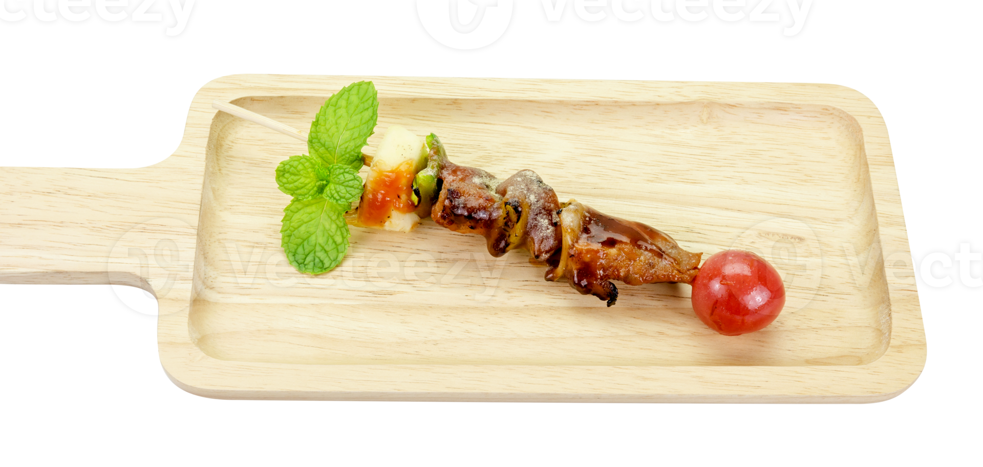 skewer of mixed meat and vegetables isolated png