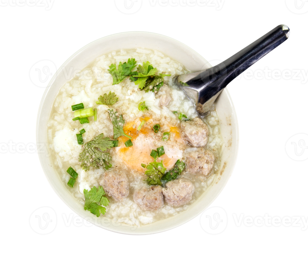 rice porridge with pork meat ball png
