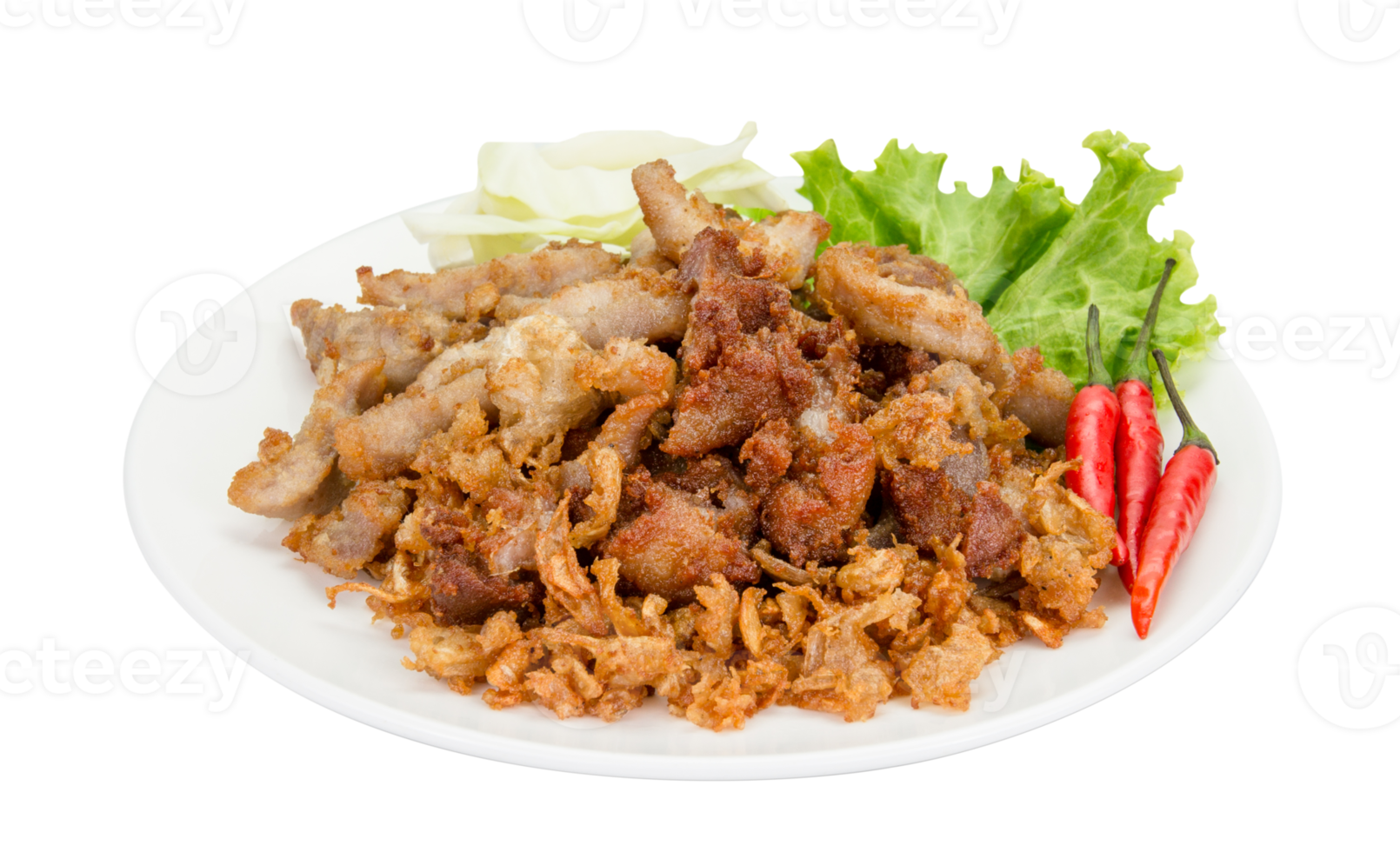 pork fried with garlic isolated png