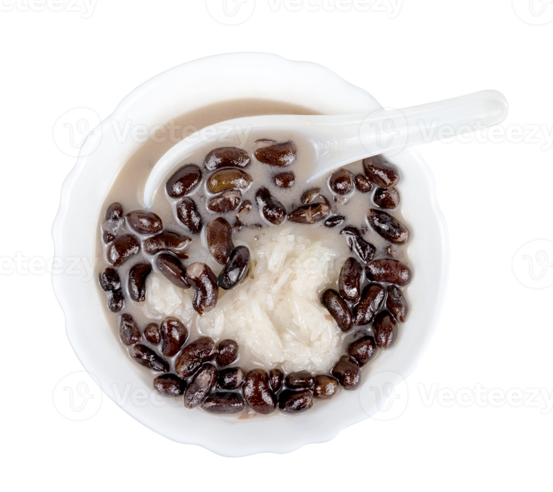Thai dessert, black beans in coconut milk isolated png