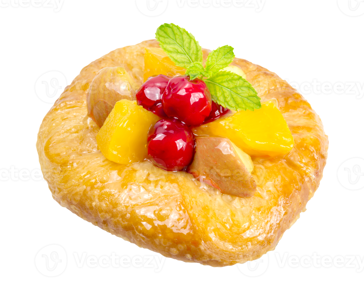 danish pastry with fruits isolated png