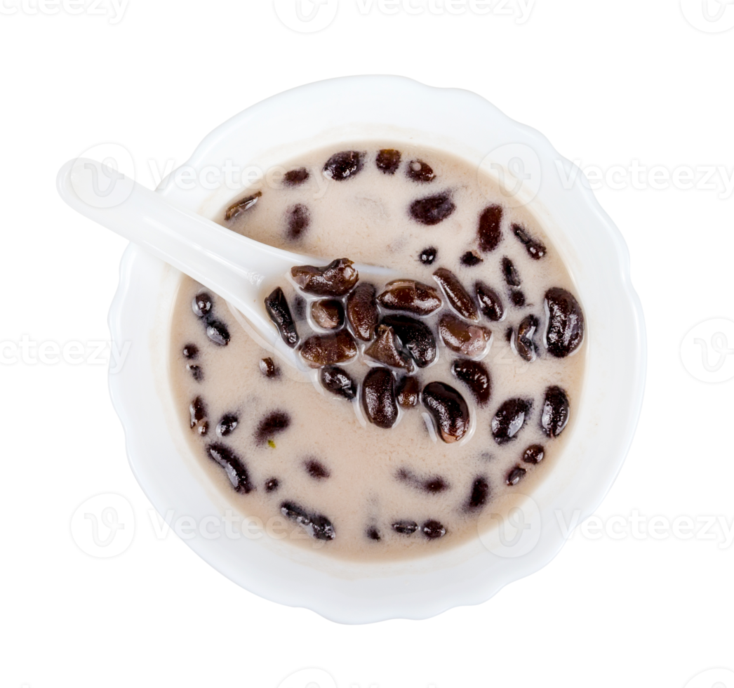 Thai dessert, black beans in coconut milk isolated png