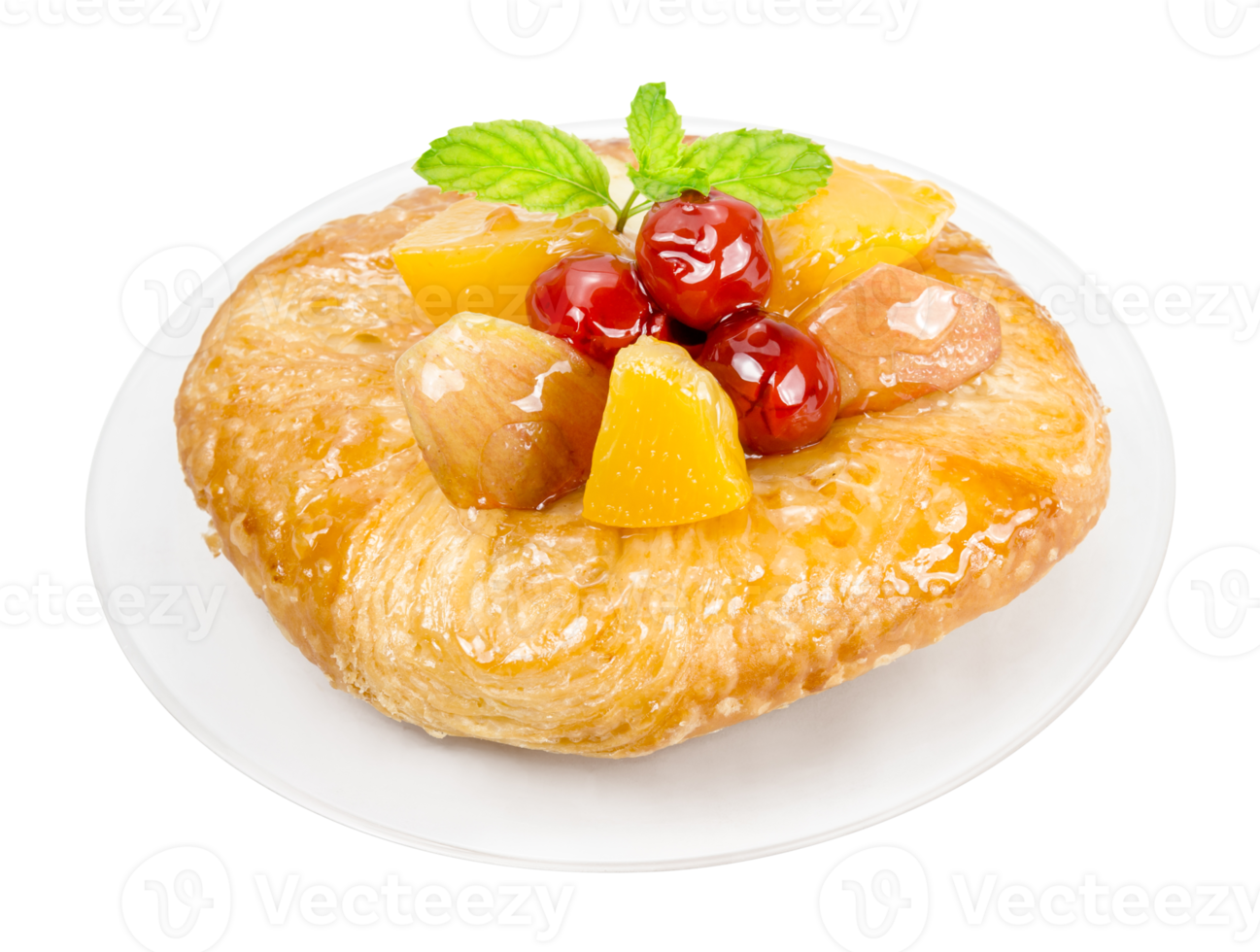 danish pastry with fruits isolated png