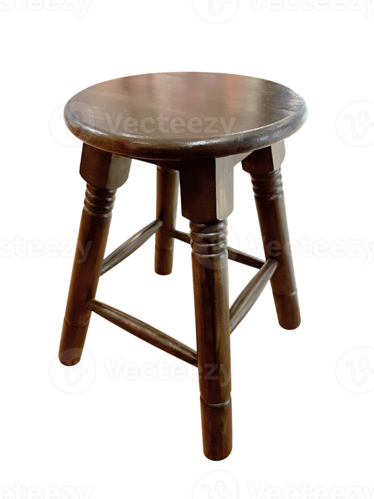 Round wooden chair without a backrest isolated png