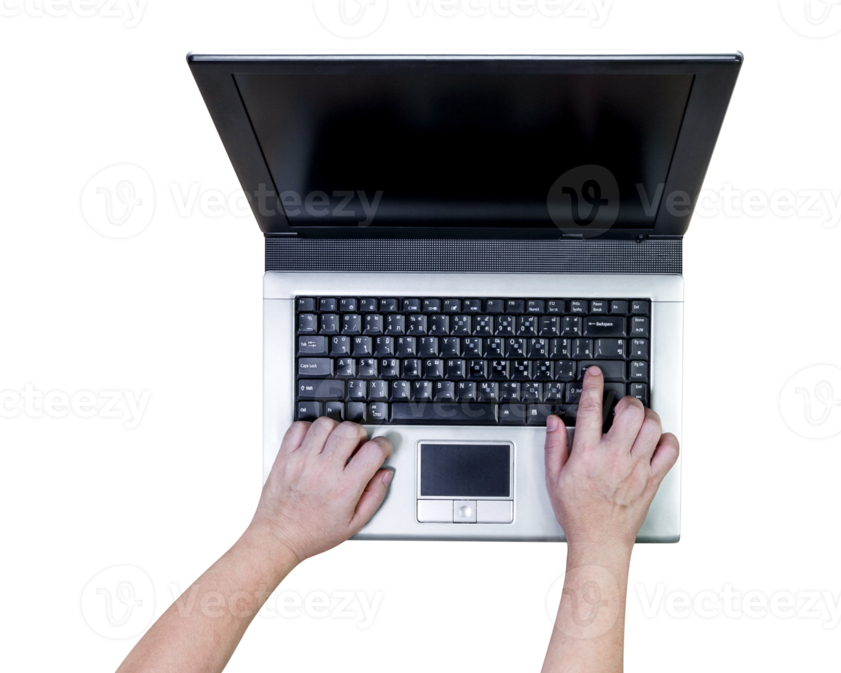 Woman using laptop isolated png