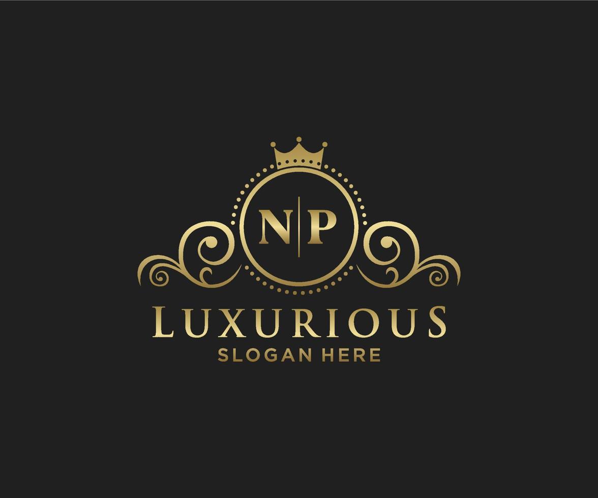 Initial NP Letter Royal Luxury Logo template in vector art for Restaurant, Royalty, Boutique, Cafe, Hotel, Heraldic, Jewelry, Fashion and other vector illustration.