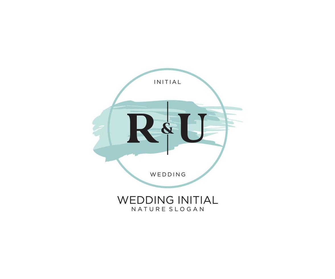 Initial RU Letter Beauty vector initial logo, handwriting logo of initial signature, wedding, fashion, jewerly, boutique, floral and botanical with creative template for any company or business.