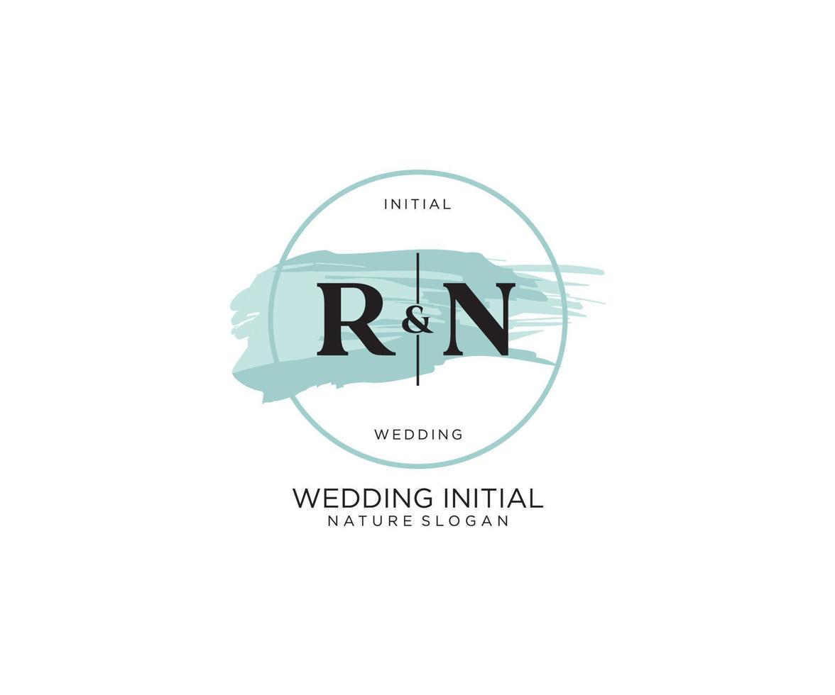 Initial RN Letter Beauty vector initial logo, handwriting logo of initial signature, wedding, fashion, jewerly, boutique, floral and botanical with creative template for any company or business.