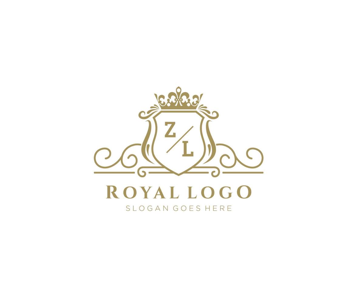 inicial zl letra lujoso marca logo plantilla, para restaurante, realeza, boutique, cafetería, hotel, heráldico, joyas, Moda y otro vector ilustración.