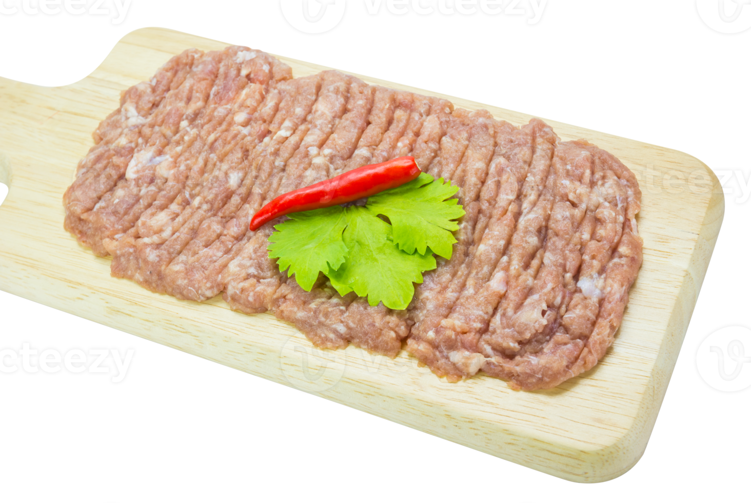 Raw minced pork on cutting board png