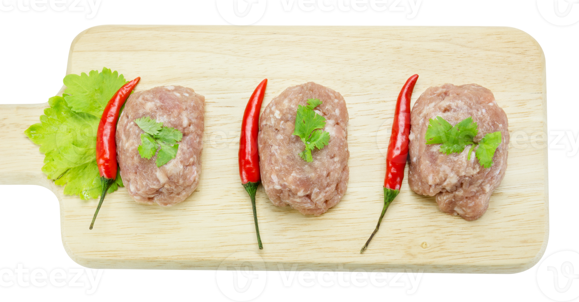 Raw minced pork on cutting board png