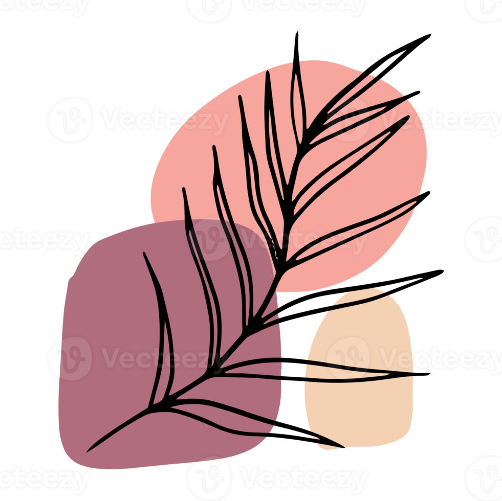 hand dra boho konst vattenfärg löv pastell platt illustration png