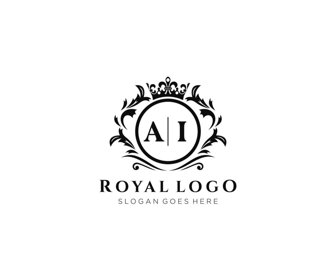 Initial AI Letter Luxurious Brand Logo Template, for Restaurant, Royalty, Boutique, Cafe, Hotel, Heraldic, Jewelry, Fashion and other vector illustration.