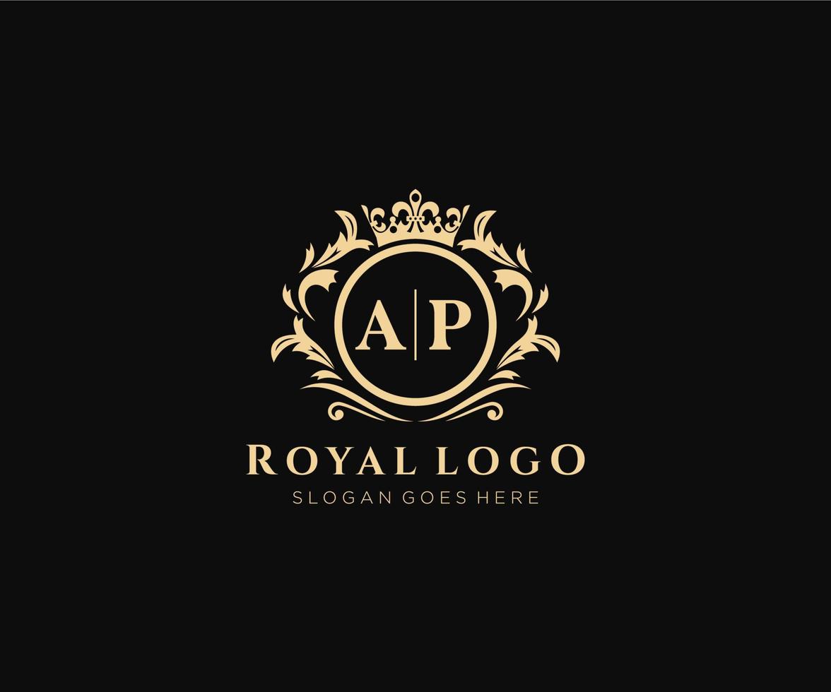 Initial AP Letter Luxurious Brand Logo Template, for Restaurant, Royalty, Boutique, Cafe, Hotel, Heraldic, Jewelry, Fashion and other vector illustration.