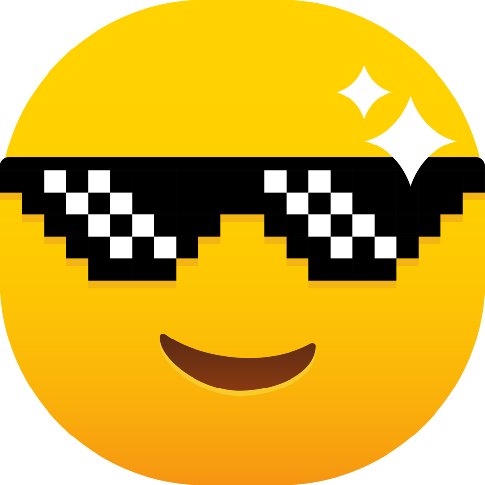 cool face with Pixel glasses emoji 20522258 PNG