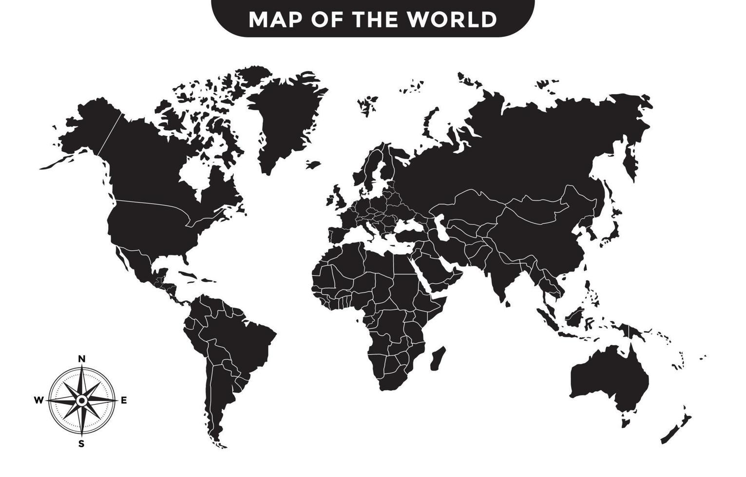 World Map in Black and White vector