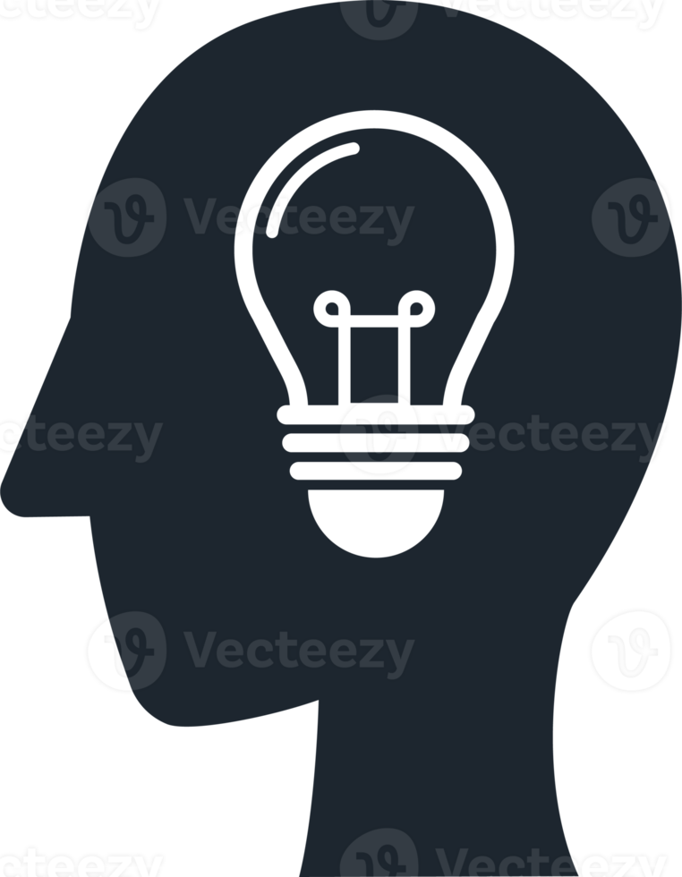 icône de tête humaine et ampoule à l'intérieur, icône dans le concept de créativité. png