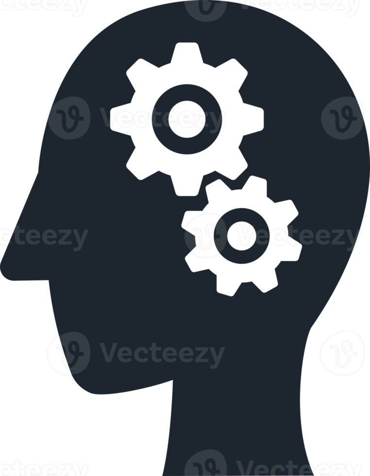 Human head icon and cog symbol. png