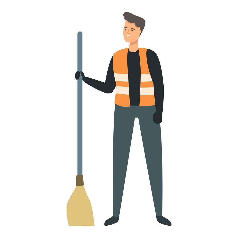 Man street cleaner icon cartoon vector. Garbage worker vector