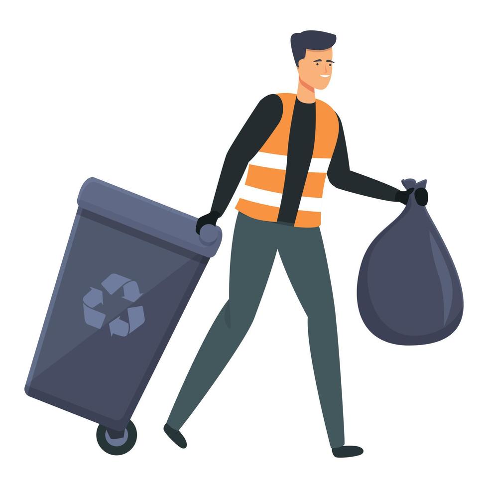 Garbage collector icon cartoon vector. Street trash vector