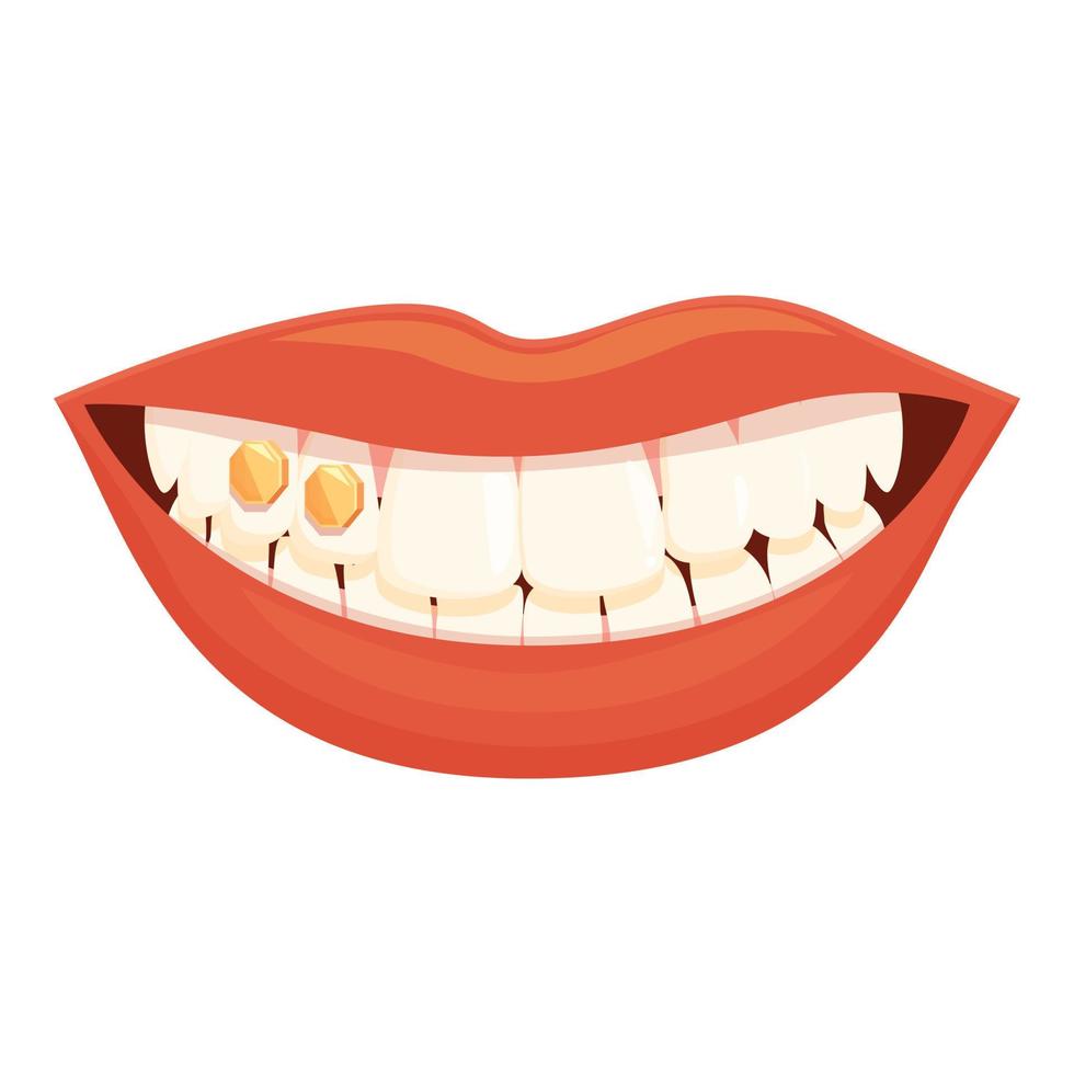 Tooth gem implant icon cartoon vector. Dental care vector