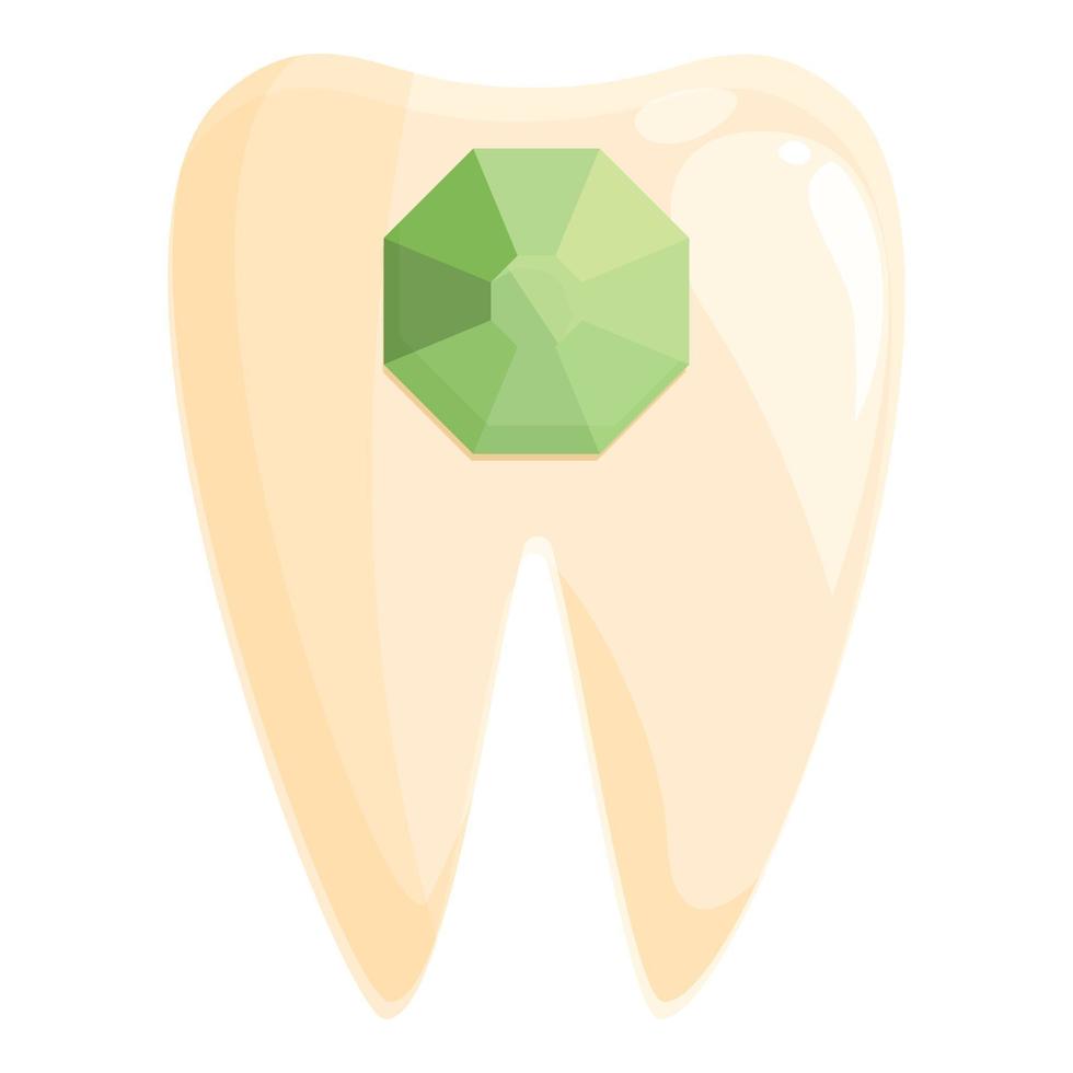 Green tooth gemstone icon cartoon vector. Dental care vector