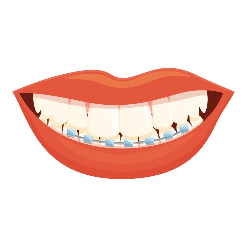 Woman lips smile icon cartoon vector. Tooth gem vector