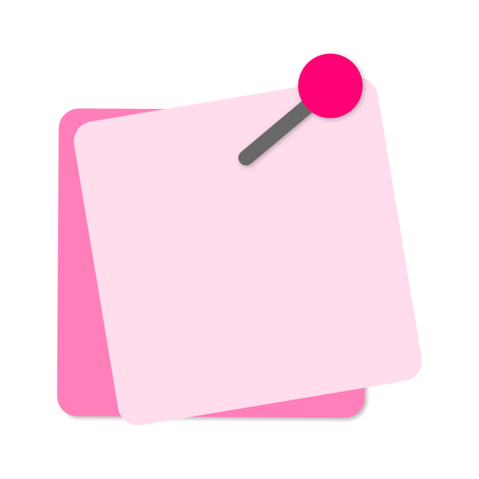 pink note paper and red pin png