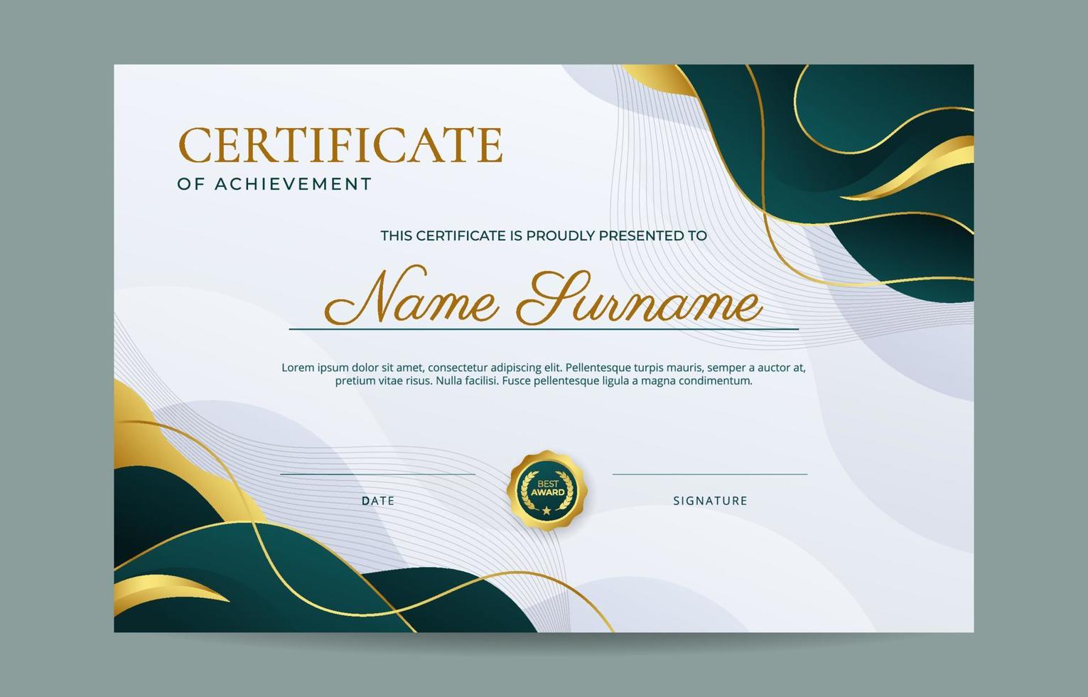 Professional Certificate of Achievement Template vector