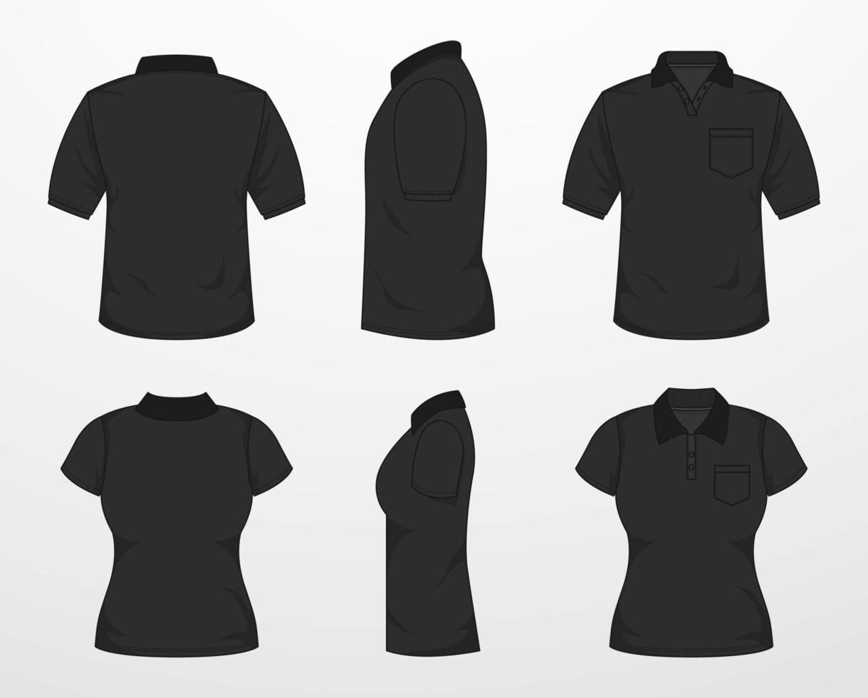 polo camisa en negro color modelo vector