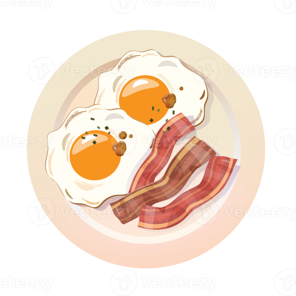 Free frito huevo con tocino desayuno en plato 20523120 PNG with