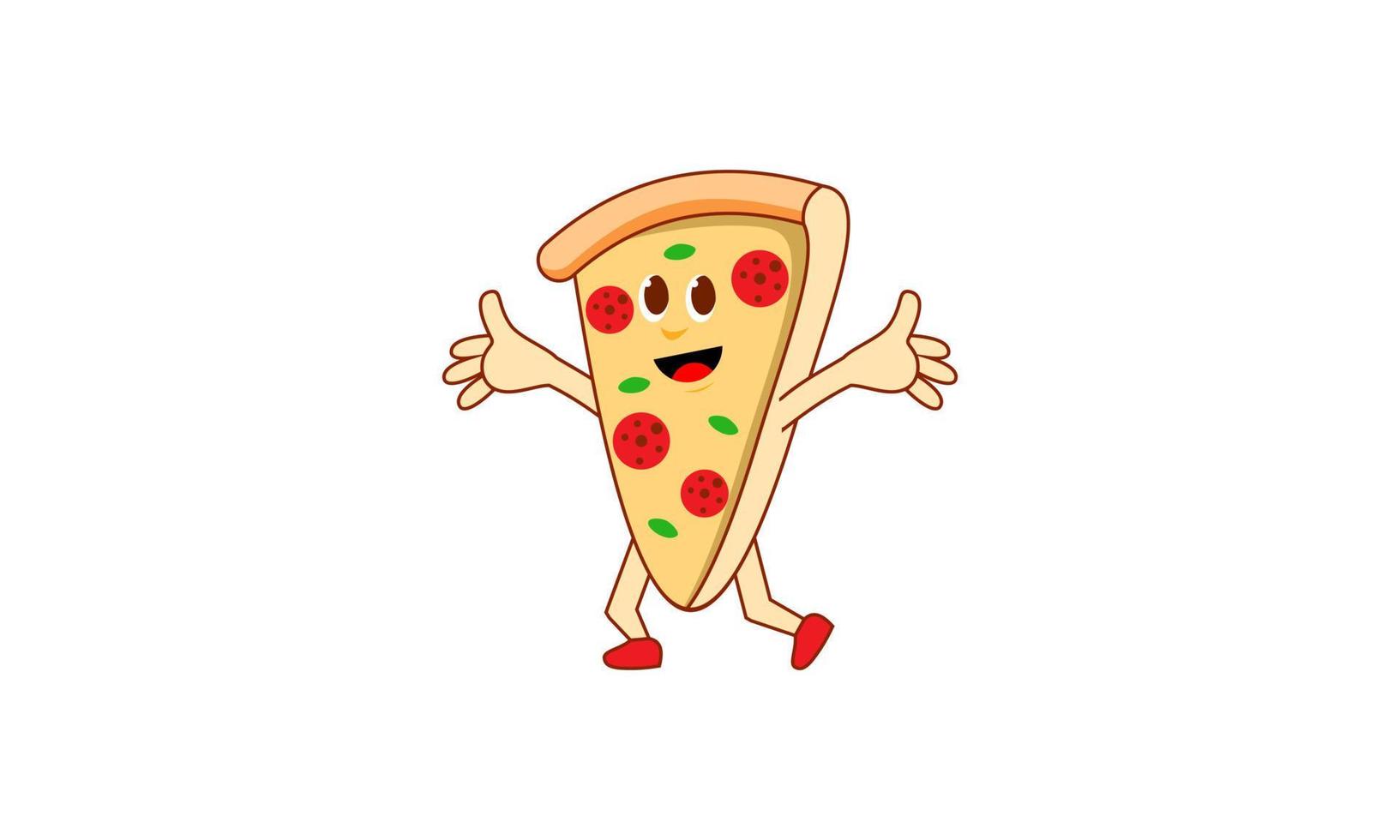 Pizza in retro cartoon style illustration vector