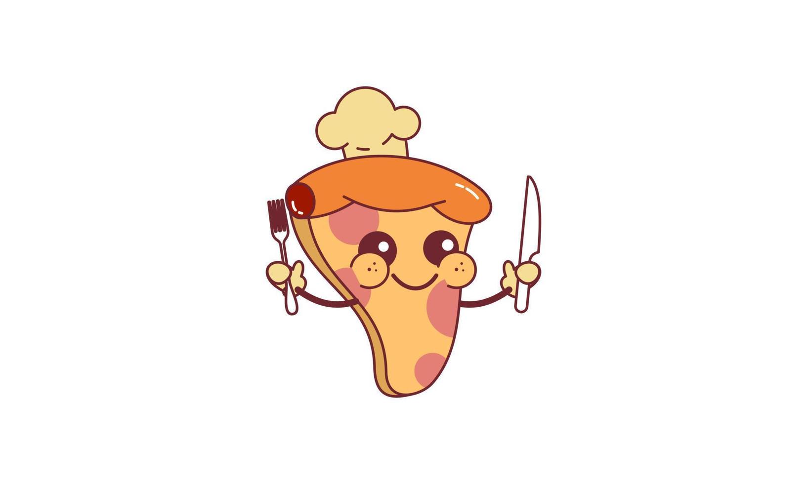 Pizza in retro cartoon style illustration vector