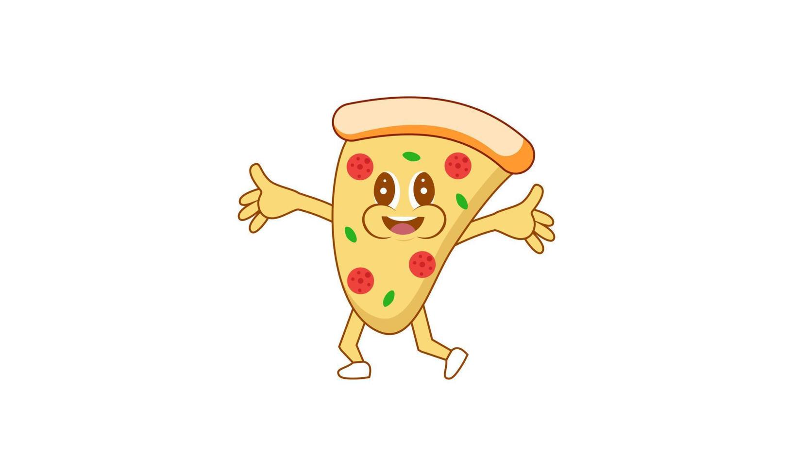 Pizza en retro dibujos animados estilo ilustración vector