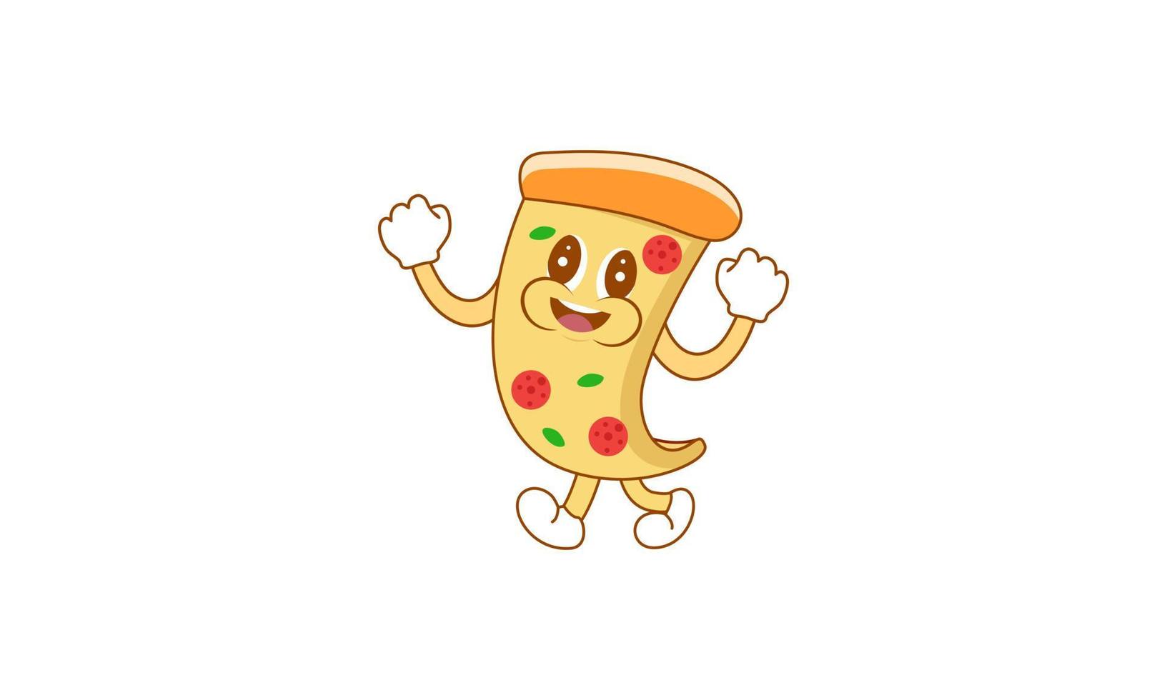 Pizza in retro cartoon style illustration vector