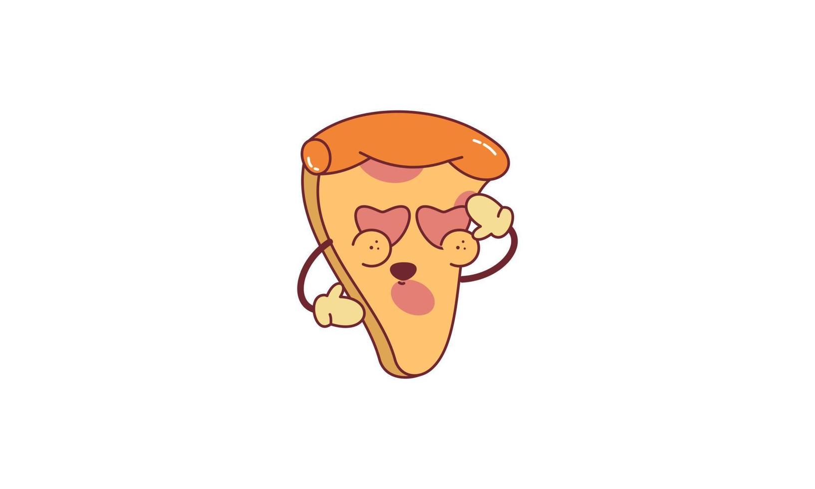 Pizza en retro dibujos animados estilo ilustración vector