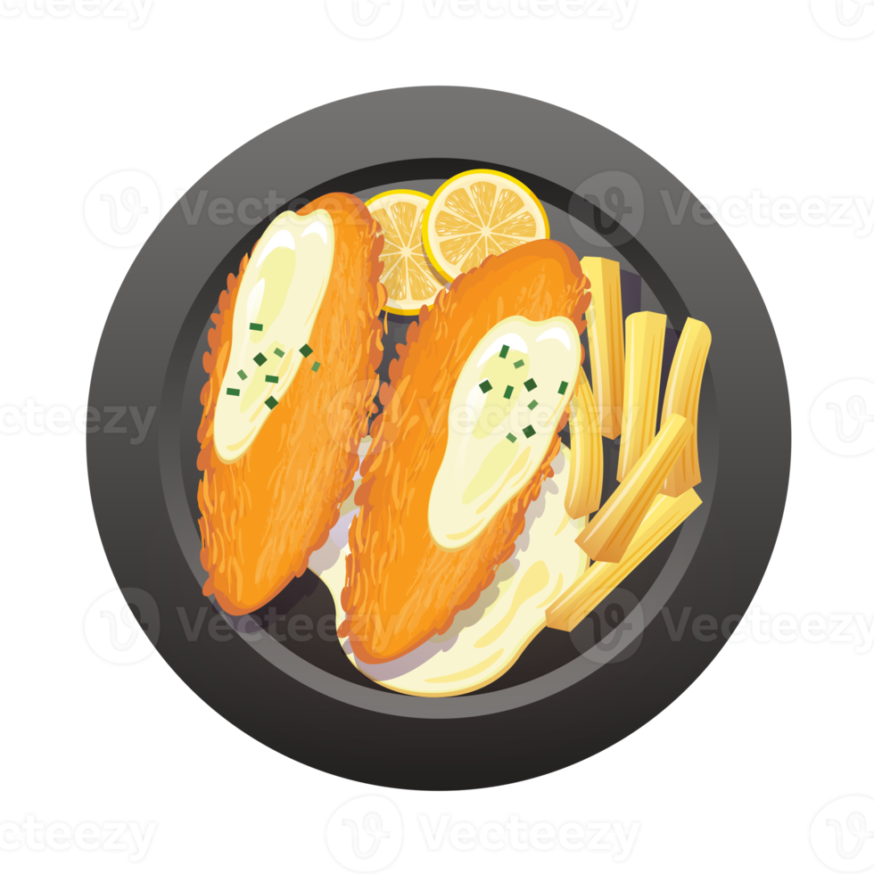 fish and chips on plate png