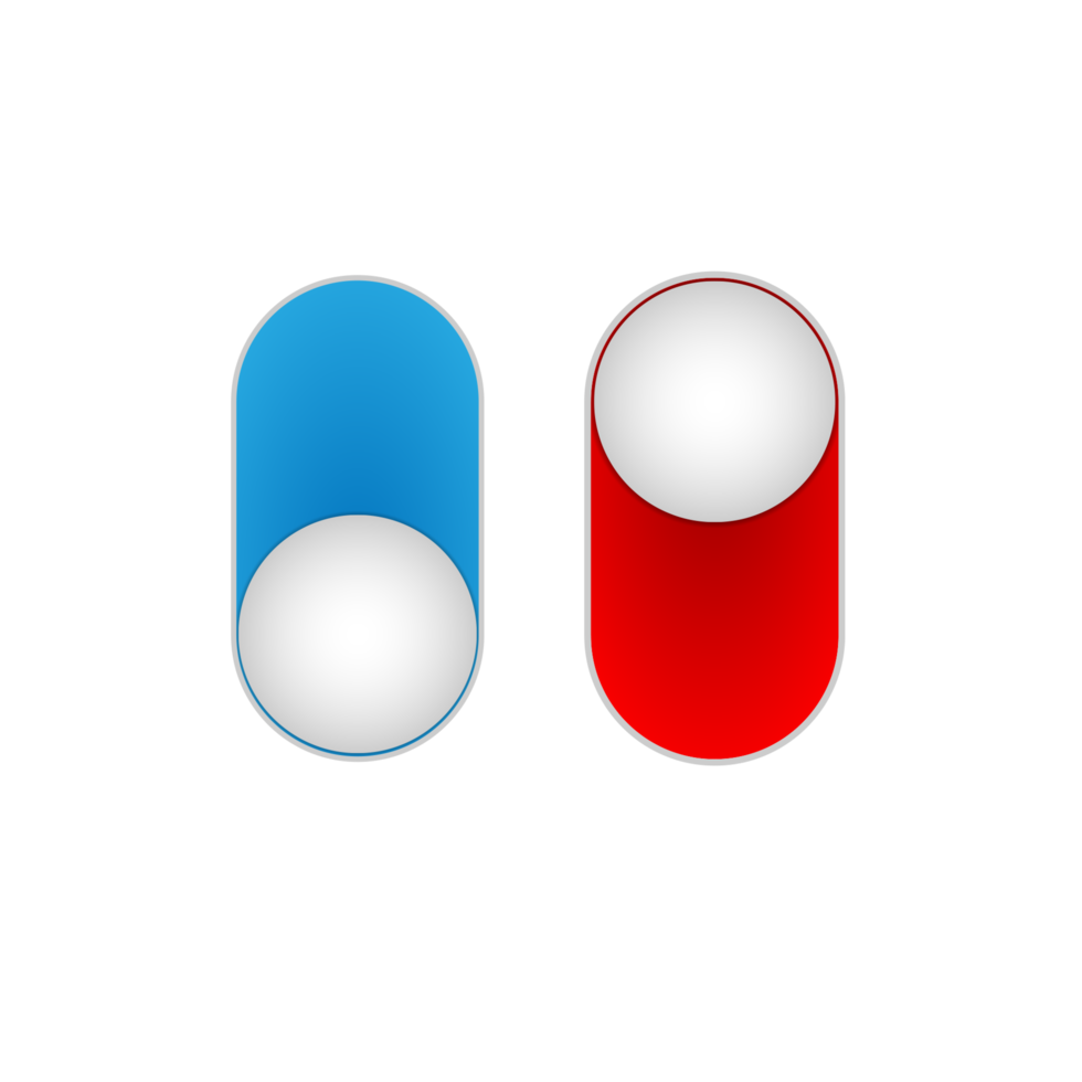 de et sur bouton commutateur bleu et rouge conception png