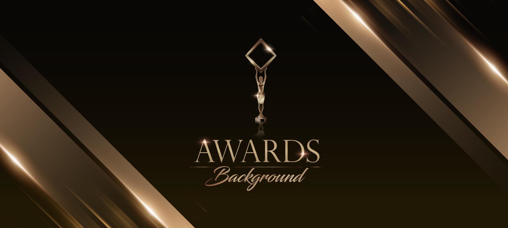 Black and Gold Brown Award Background. Luxury Background. Modern Abstract Template. Slant golden line luxury background. Birthday vector illustration template.