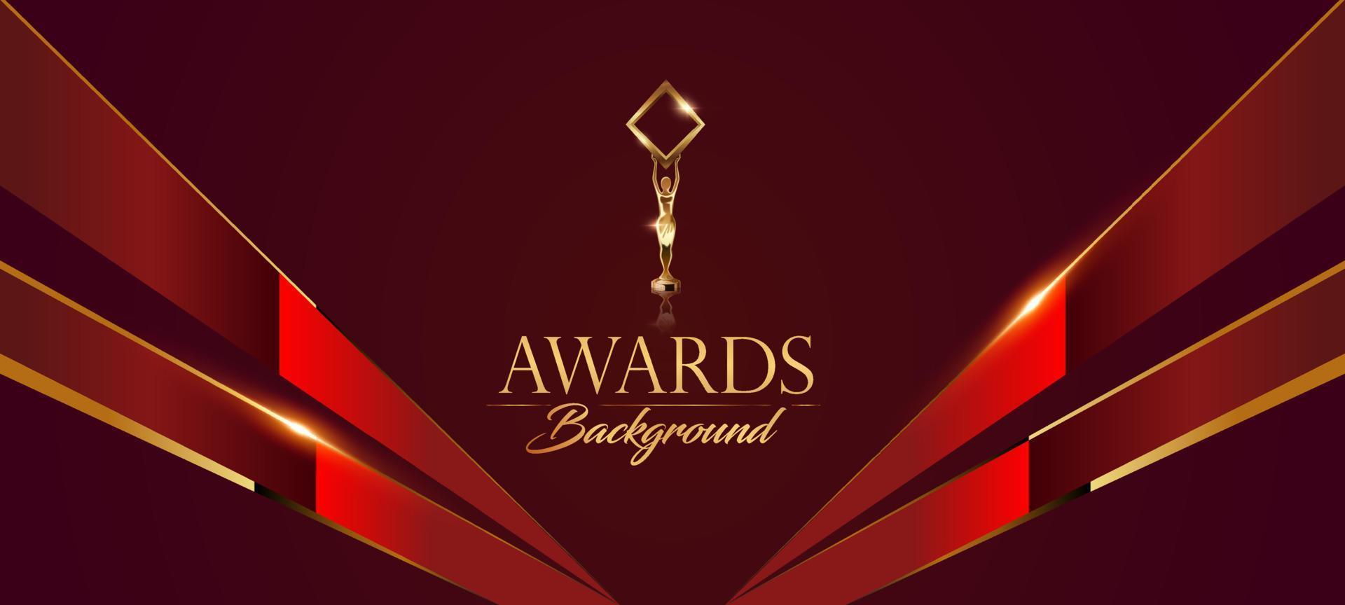 Golden Red Side Lines Award Background. Traditional Style Sparkle Glowing Effect. Wedding Jubilee Night Decorative Invitation. Entertainment Hollywood Bollywood Template Design. vector