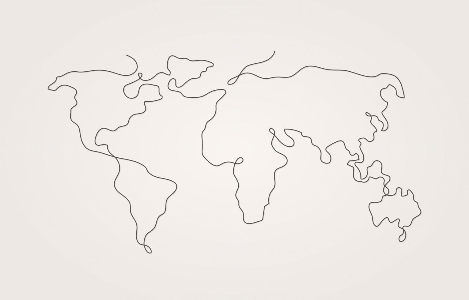 One Line Art World Map vector