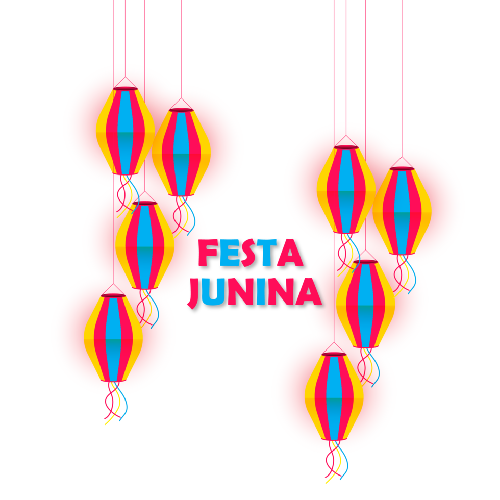 festa junina  with party flags, paper lantern png