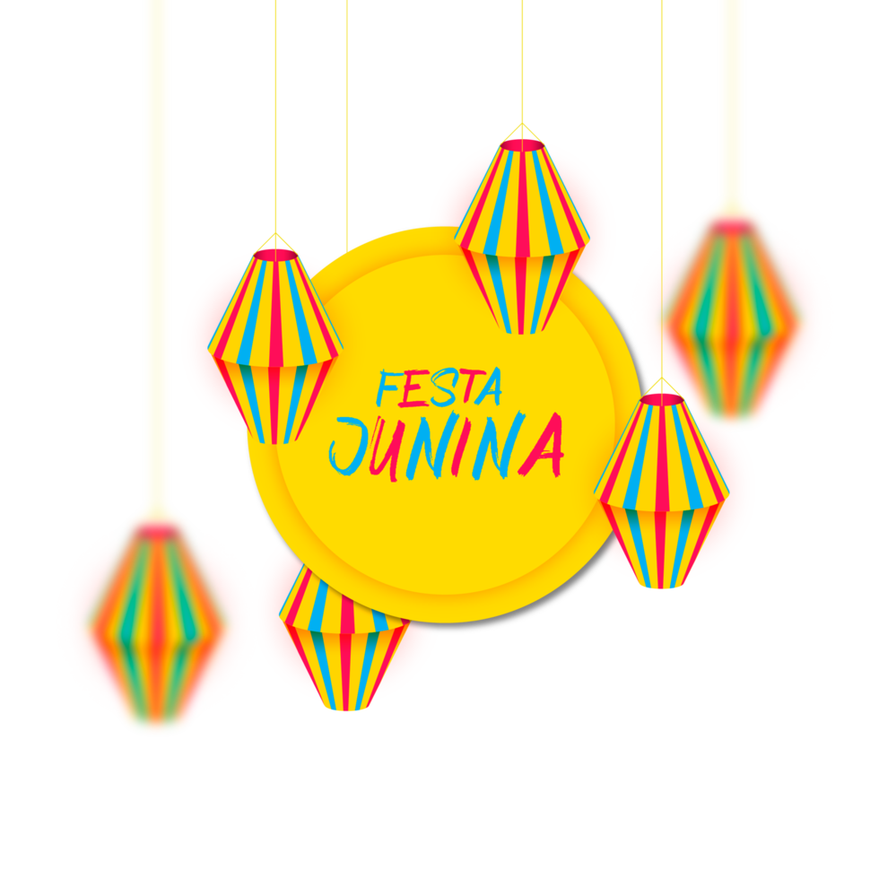 festa junina  with party flags, paper lantern png