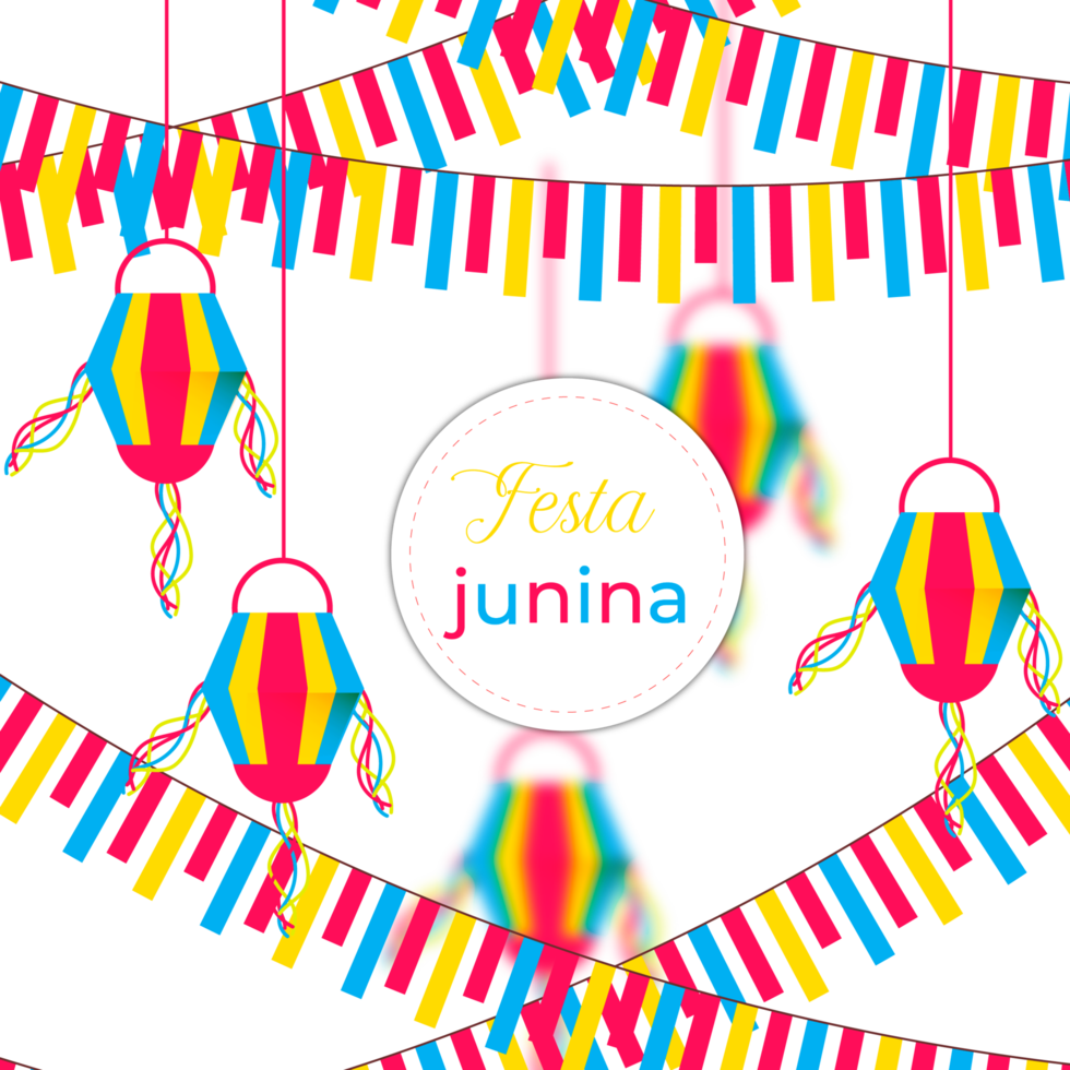 festa junina  with party flags, paper lantern png