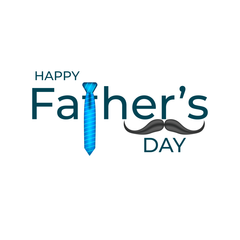 happy father's day design with tie, mustache and  heart png